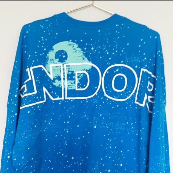 Disney Parks Star Wars ENDOR Spirit Jersey Ewok Blue Starry Sky Size Small - Picture 8 of 12
